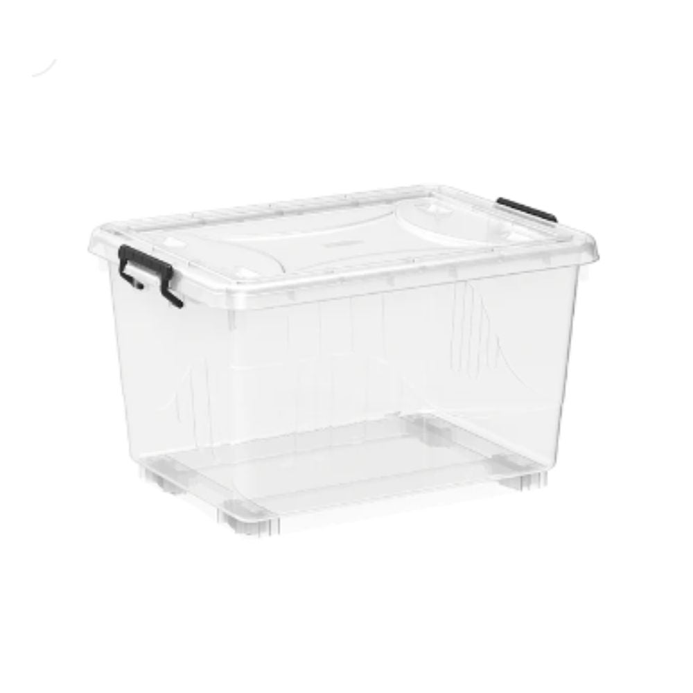 22L Clear Plastic Storage Boxes with Wheels & Lockable Lid