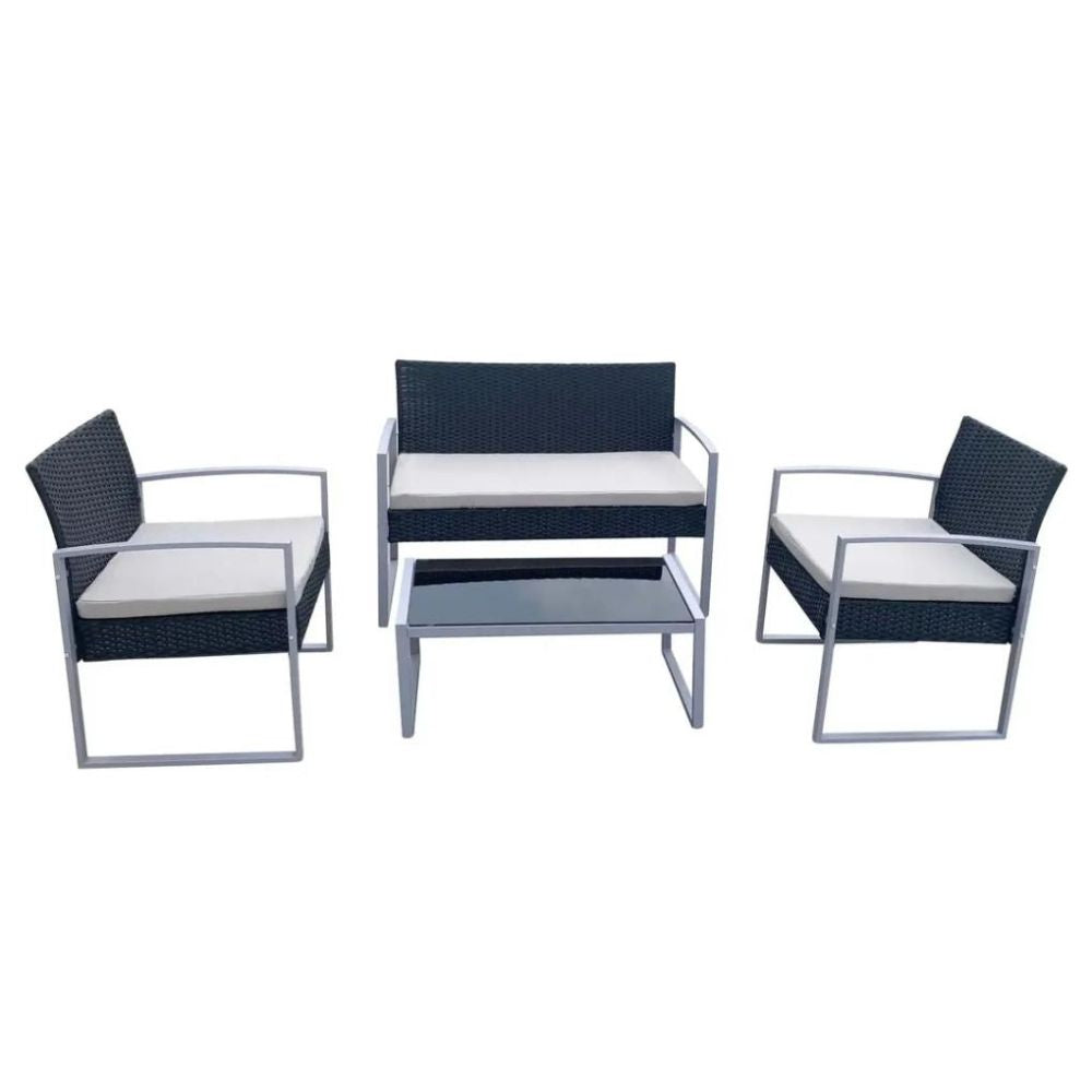 Dortmund 4-Seater PE Rattan & Steel Sofa Set