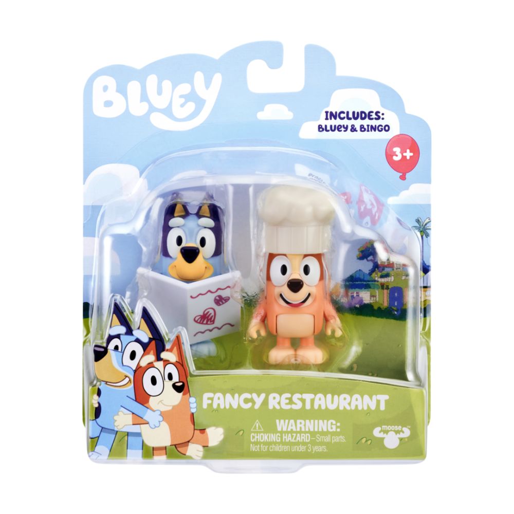 BLUEY FANCY RESTAURANT ACTION FIFURE- 2 PACK | BLUEY & BINGO