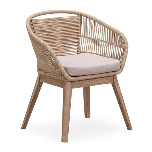 TF Eucalyptus Wood & Rope Dining Chair (68 x 64.5 x 80 cm, Beige)