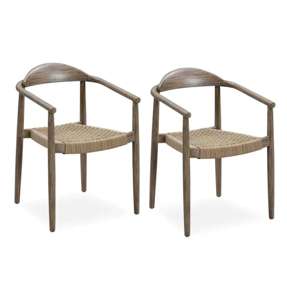 Javi Eucalyptus Wood & Rope Dining Chair (2 Pc., 56 x 53 x 79 cm)