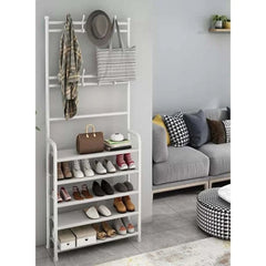 5-Tier Stainless Steel Coat And Shoes Rack