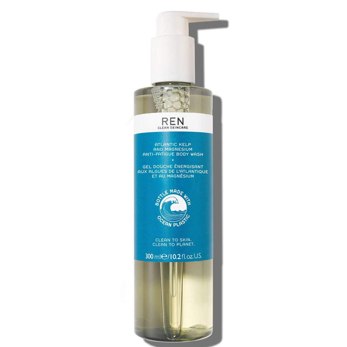 REN Clean Skincare Atlantic Kelp and Magnesium Anti-Fatigue Body Wash 300ml - Ocean Plastic