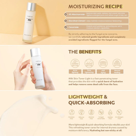 TIRTIR - Milk Skin Toner Light Mini 150ml